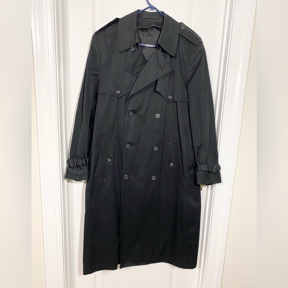VTG Stratojac Classic Double Breasted Rain Jacket Trench Coat, Black, Men’s 38R - Picture 1 of 8